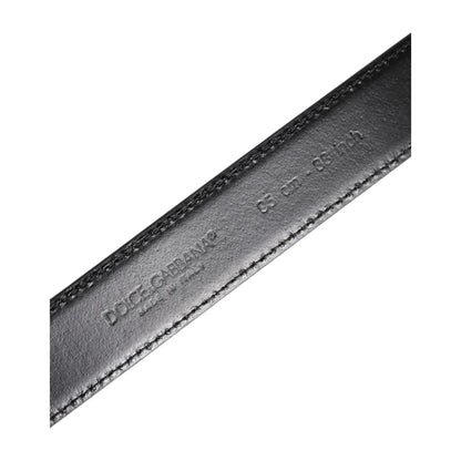Dolce & Gabbana Black Calf Leather Silver Metal Buckle Belt