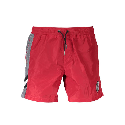 Karl Lagerfeld Red Polyester Swimwear with contrast details, logo, 2 pockets, and laces for a stylish beach look.
