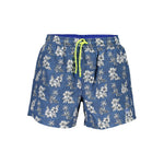 North Sails Blue Polyester Swimwear featuring floral pattern, elastic waist with laces, pockets, and logo detailing.