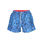North Sails Blue Polyester Swimwear, patterned swimming boxer with elastic waist, made from recycled plastic bottles, front view