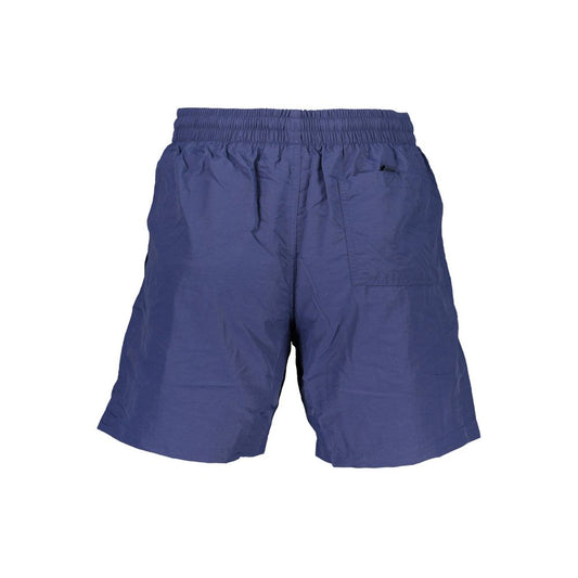 Norway 1963 Blue Polyamide Swimwear with elastic waistband, lace ties, side and back pockets, and contrasting details.