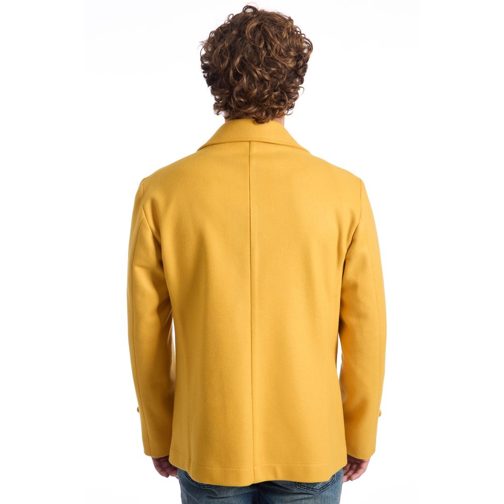 Roberto Pepe Luxury Yellow Wool Men's Short Coat