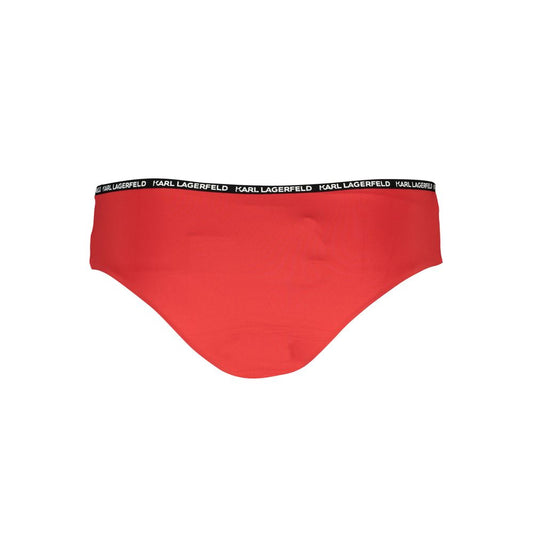 Karl Lagerfeld Red Elastane Swimwear with logo waistband and contrasting details, swim briefs with lined interior for comfort.