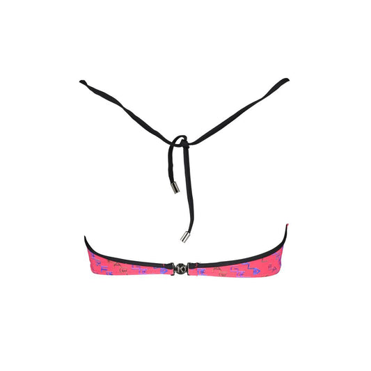 Karl Lagerfeld Red Elastane Swimwear bandeau with lacing at neck and clip closure, featuring logo and contrasting details.