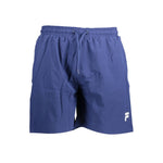 Fila Blue Polyester Swimwear, beach boxer with logo, elastic waistband, laces, 2 side pockets, 1 back pocket, sporty swim shorts.