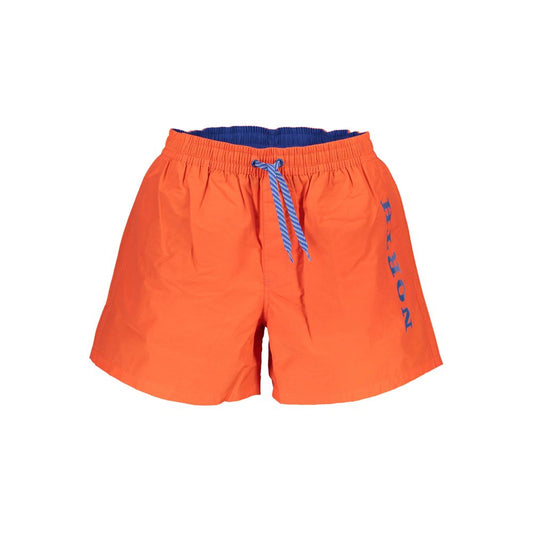 North Sails Red Polyester Swimwear - beach boxer with elastic waistband, laces, 2 pockets, back pocket, inside briefs, logo, print.