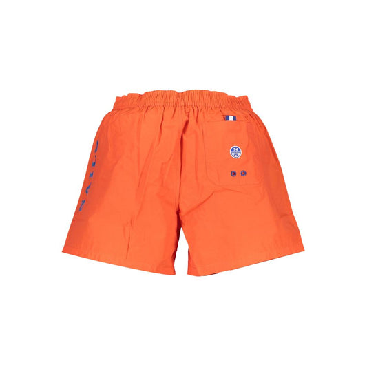 North Sails Red Polyester Swimwear beach boxer with elastic waistband, side pockets, logo, organic fibers