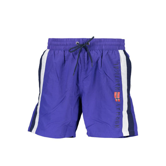 Norway 1963 Blue Polyamide Swimwear with elastic waistband, laces, two pockets, contrasting details, and logo print.
