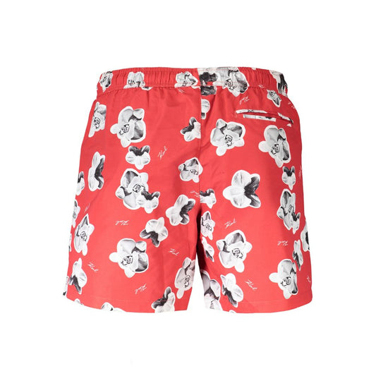 Karl Lagerfeld Red Polyester Swimwear with floral design and pockets