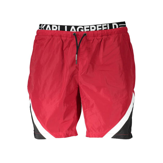 Karl Lagerfeld Red Polyester Swimwear with pockets and contrasting details