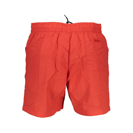 Norway 1963 Red Polyamide Swimwear with elastic waistband, lace ties, two pockets, back pocket, slip lining, contrasting details.