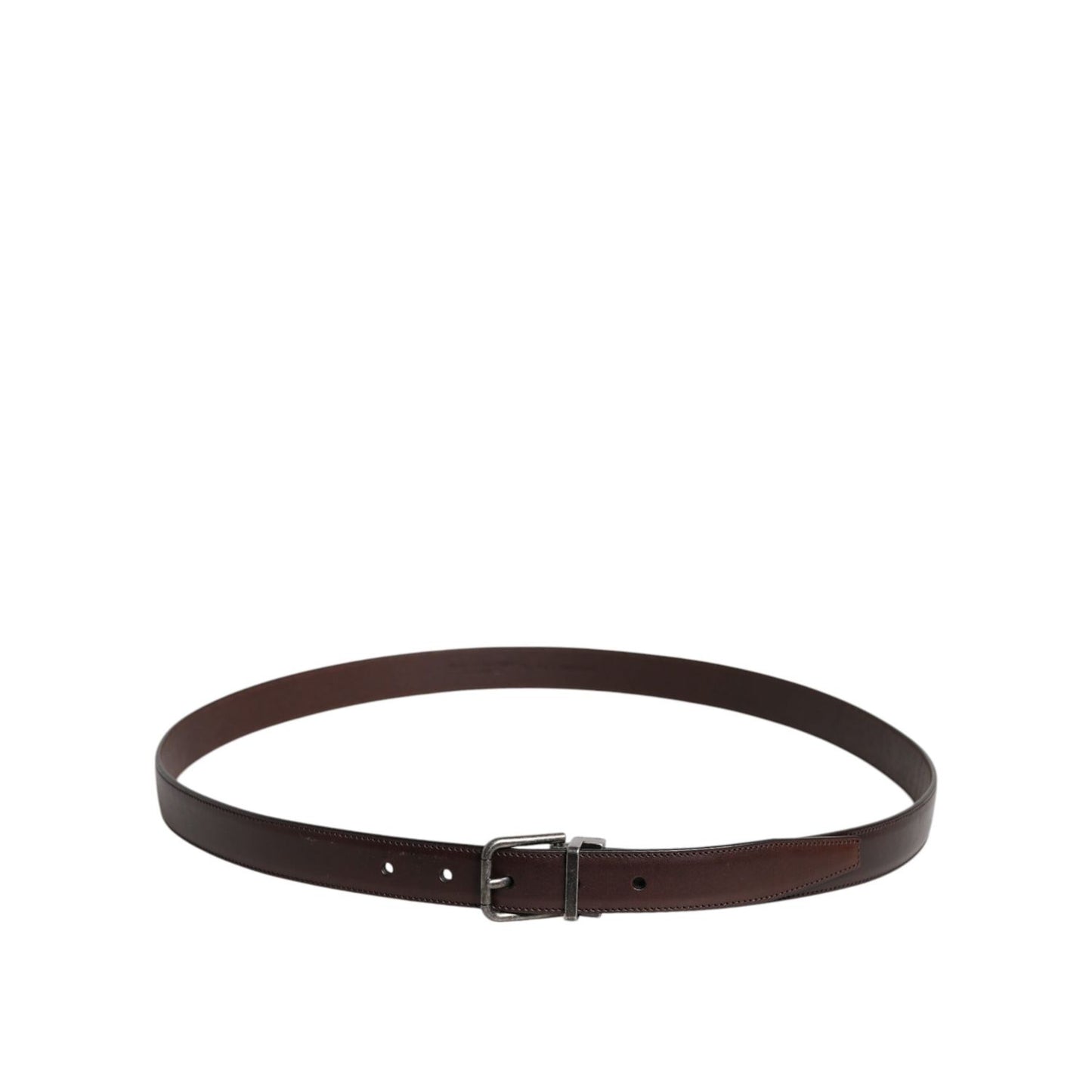 Dolce & Gabbana Dark Brown Leather Antique Silver Buckle Belt