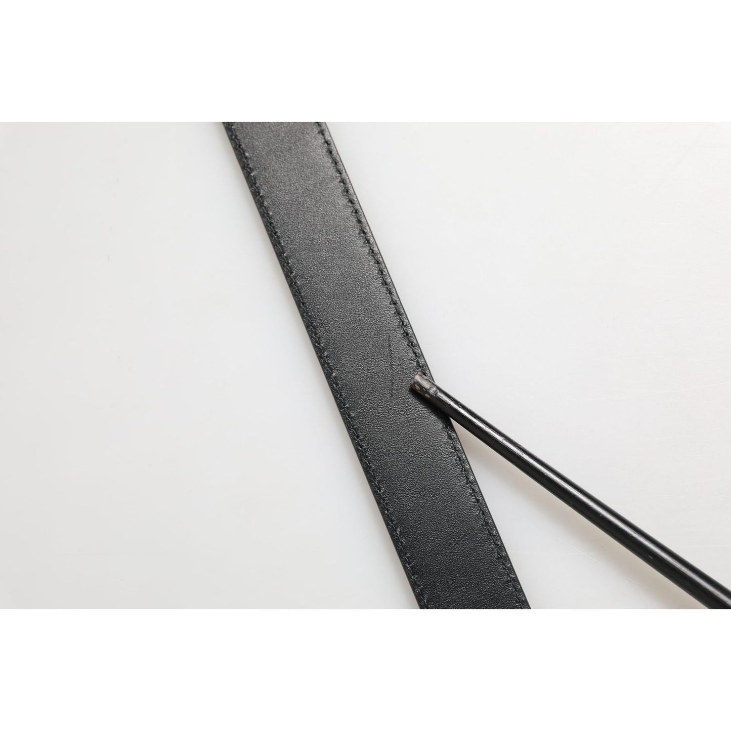 Dolce & Gabbana Black Textured Leather Silver Metal Buckle Men Belt