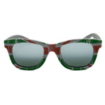 Italia Independent Bicolor Acetate Sunglasses with gray green lenses and Swiss Quartz skin strap, front view.