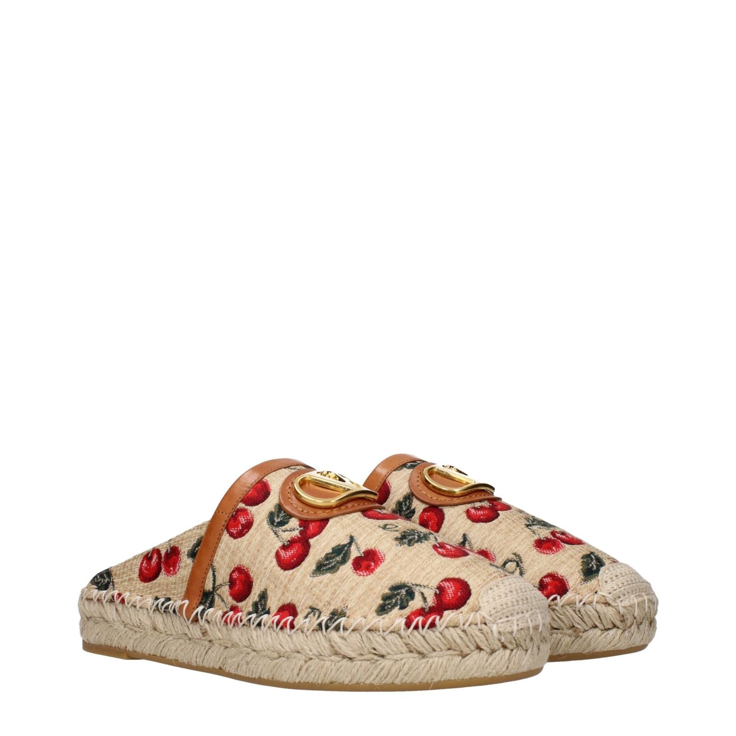 Valentino Garavani Beige Raffia Slippers