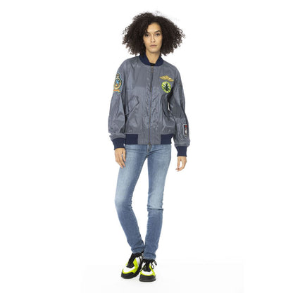 Mr&Mrs Italy Light Blue Polyamide Women Bomber Jacket