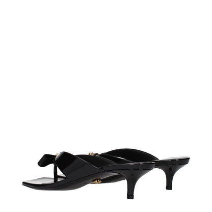 Versace Black Leather Stiletto Heel Sandals