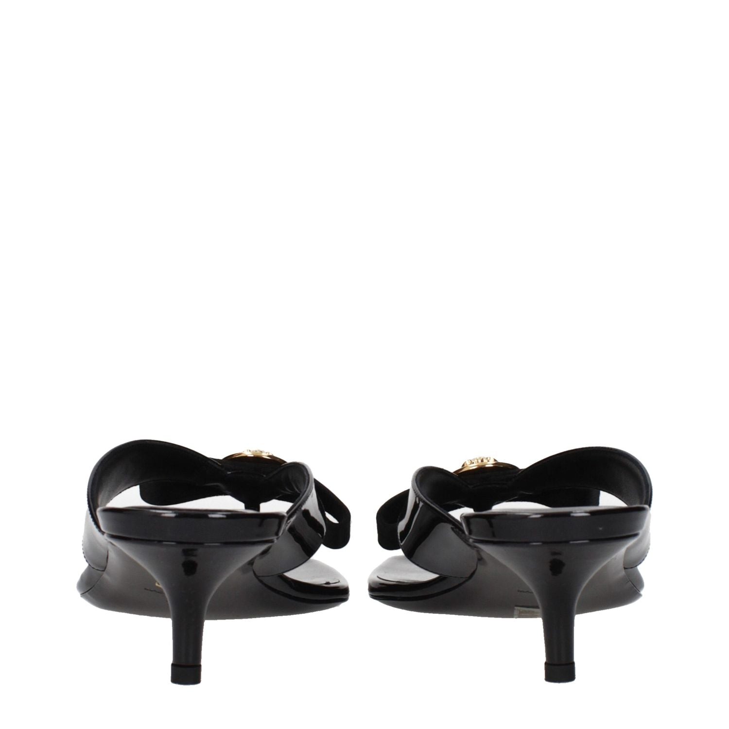 Versace Black Leather Stiletto Heel Sandals