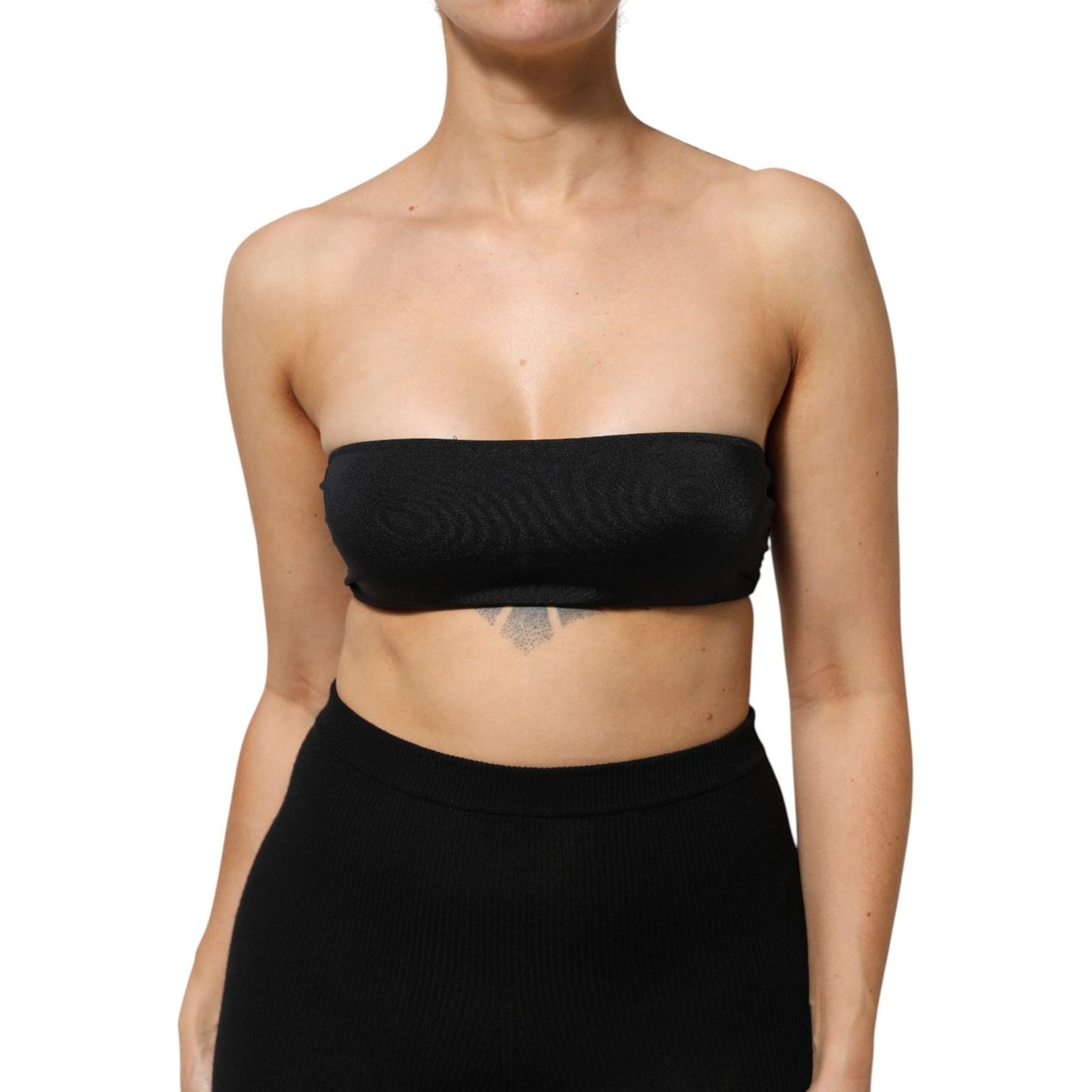 Dolce & Gabbana Black Nylon Blend Bandeau Strapless Tube  Top