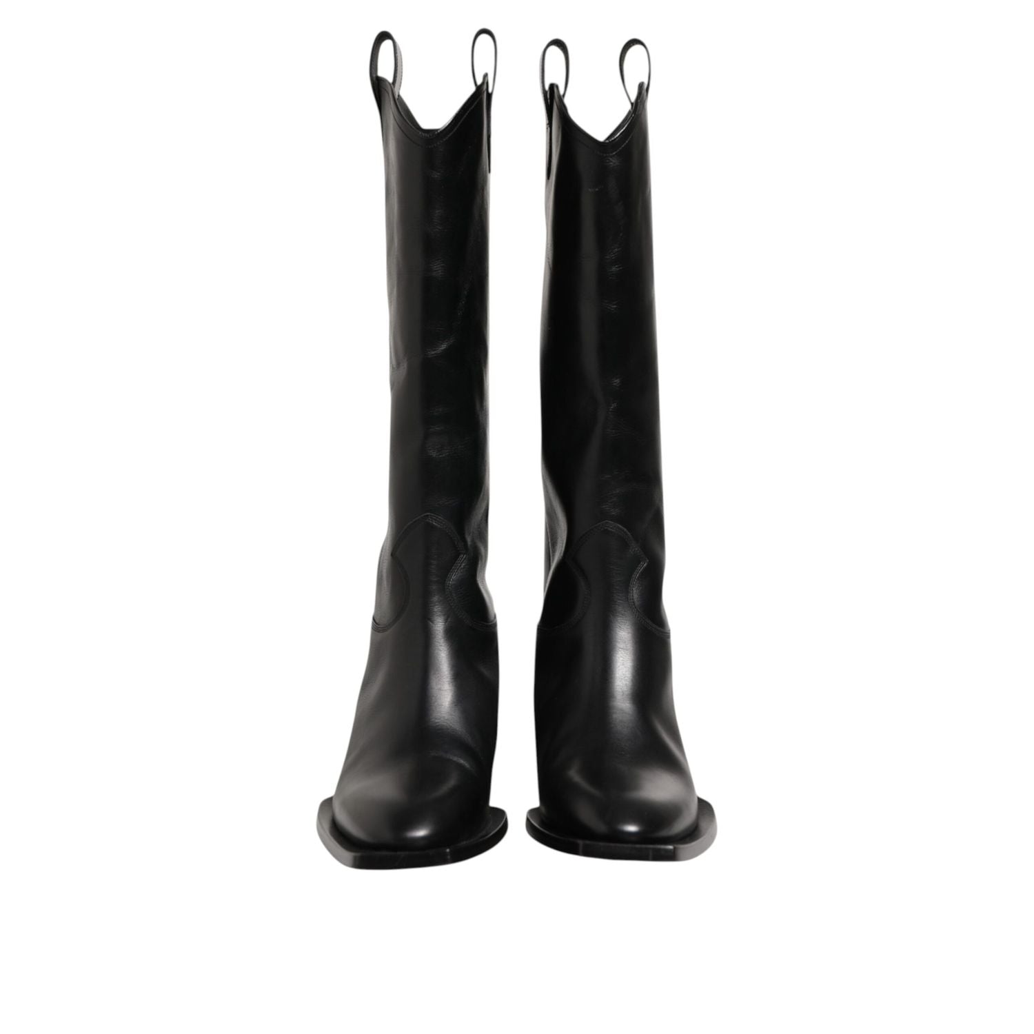Dolce & Gabbana Black Leather Over The Calf Biker Boots Shoes