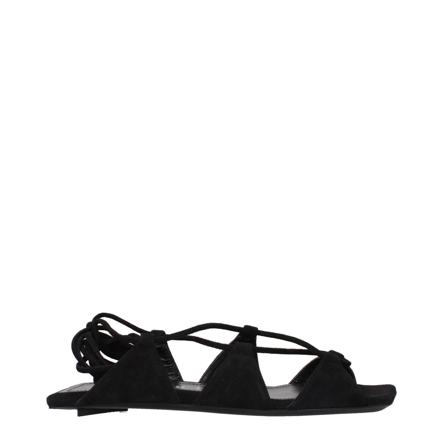 The Attico Black Leather Flat Sandals