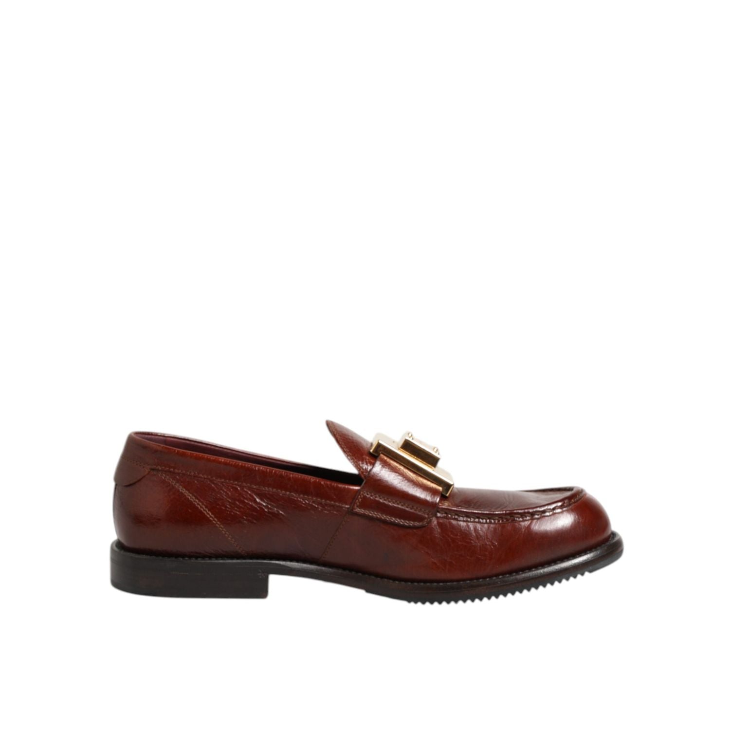 Dolce & Gabbana Brown Leather Logo Slip On Men Dress Shoes