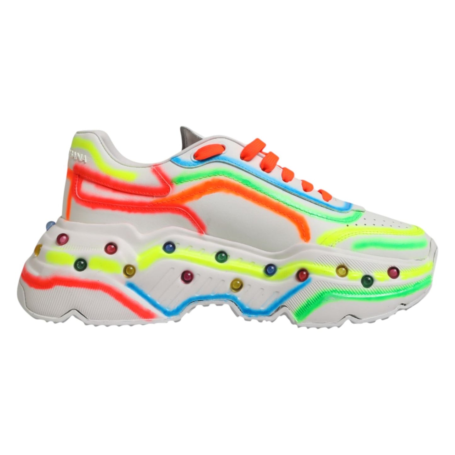 Dolce & Gabbana Multicolor Daymaster Low Top Sneakers Shoes, chunky design, rubber sole, vibrant colors, Italian-made luxury footwear.