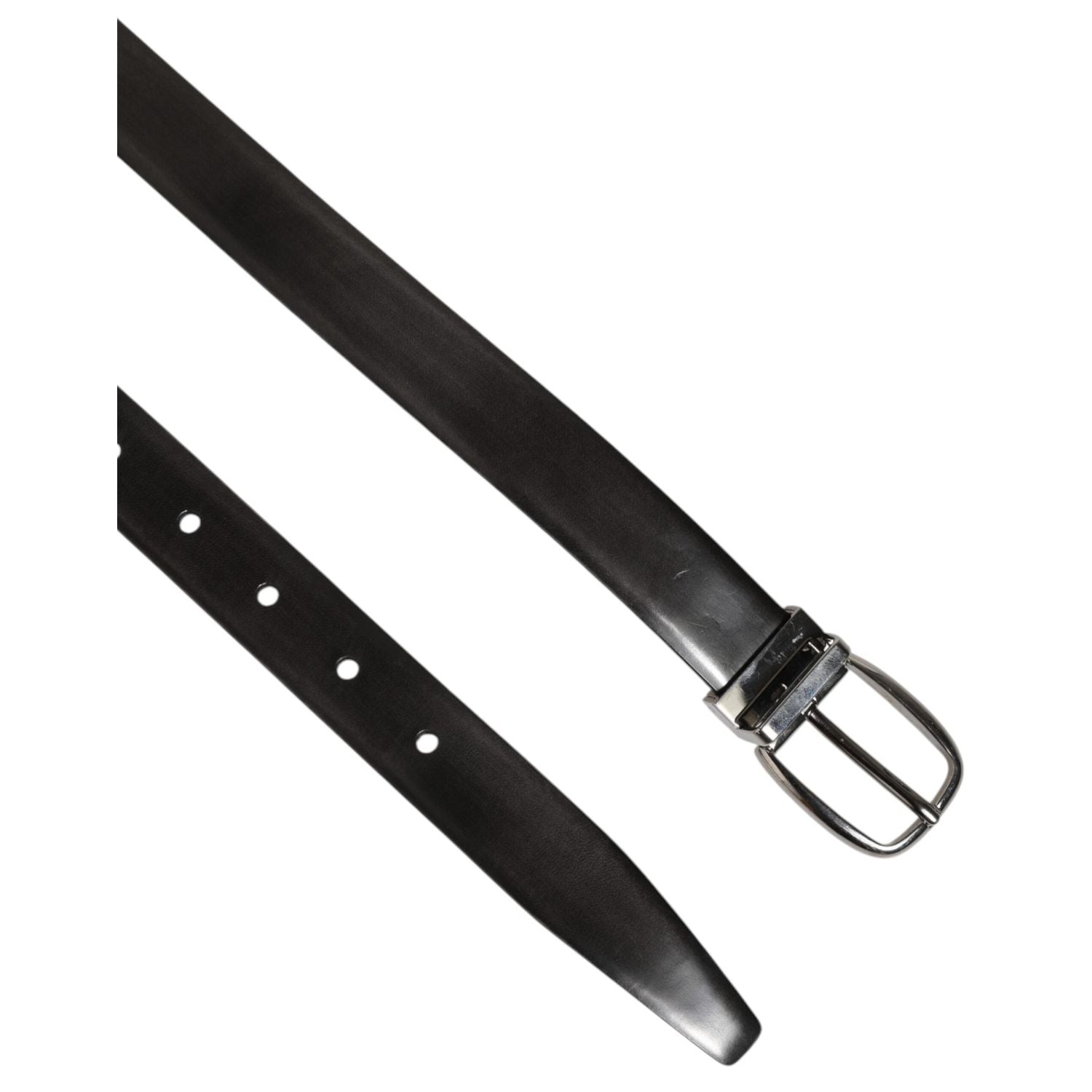 Dolce & Gabbana Black Classic Leather Silver-Tone Buckle Belt