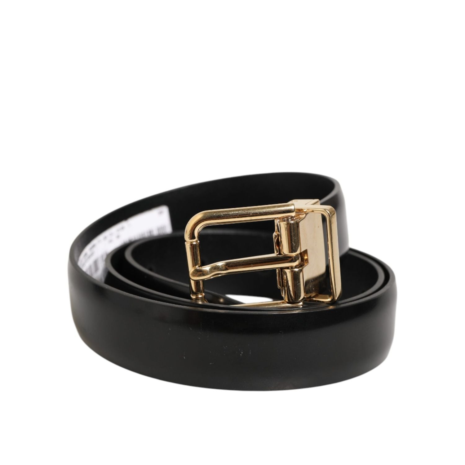 Dolce & Gabbana Black Classic Leather Gold-Tone Buckle Belt