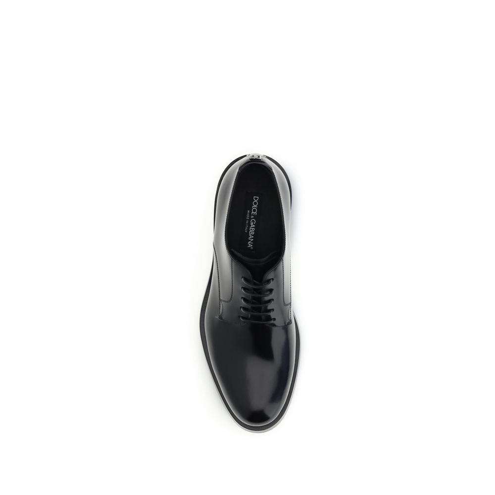 Dolce & Gabbana Black Calf Leather Bos Taurus Oxfords And Derbies top view