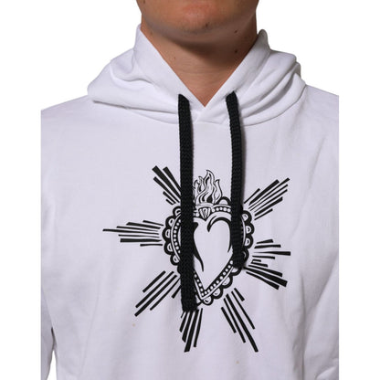 Dolce & Gabbana White Sacred Heart Hooded Sweatshirt Sweater