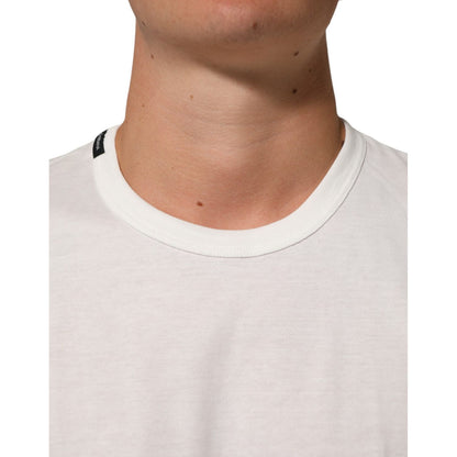 Dolce & Gabbana White Cotton Goodluck 2020 Crew Neck T-shirt, soft cotton fabric, neckline detail, casual fashion style.
