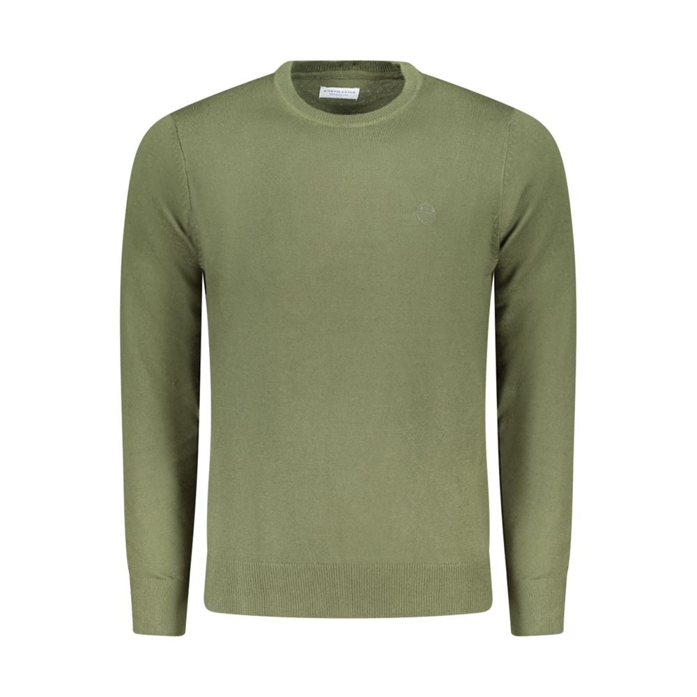 North Sails Green Nylon Sweater, long-sleeved crew neck with logo embroidery.