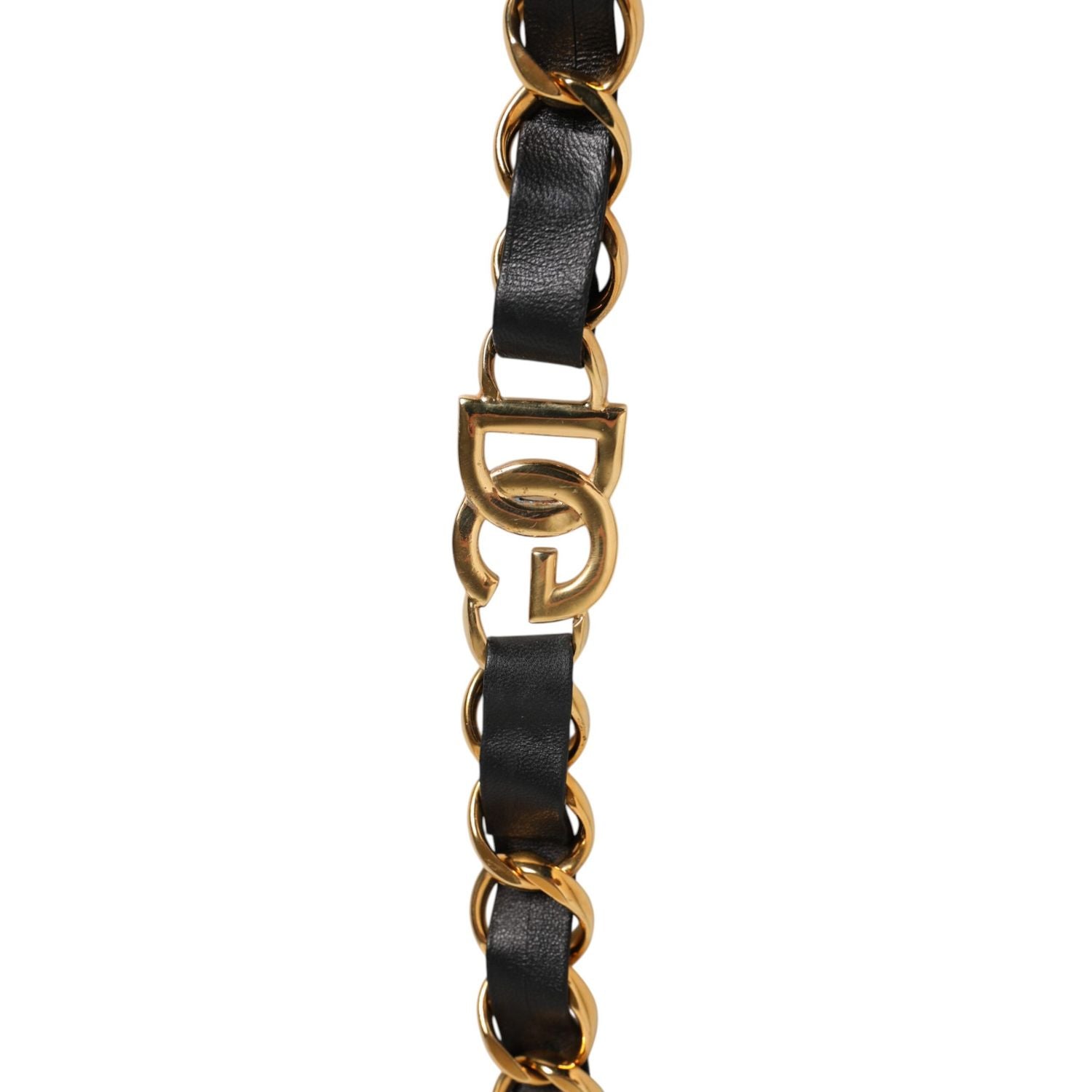 Dolce & Gabbana Black Leather Gold Chain Bag Accessory Shoulder Strap
