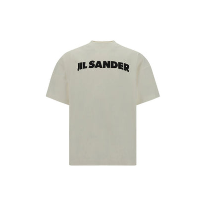 Back view of Jil Sander White Cotton T-Shirt featuring iconic monogram.