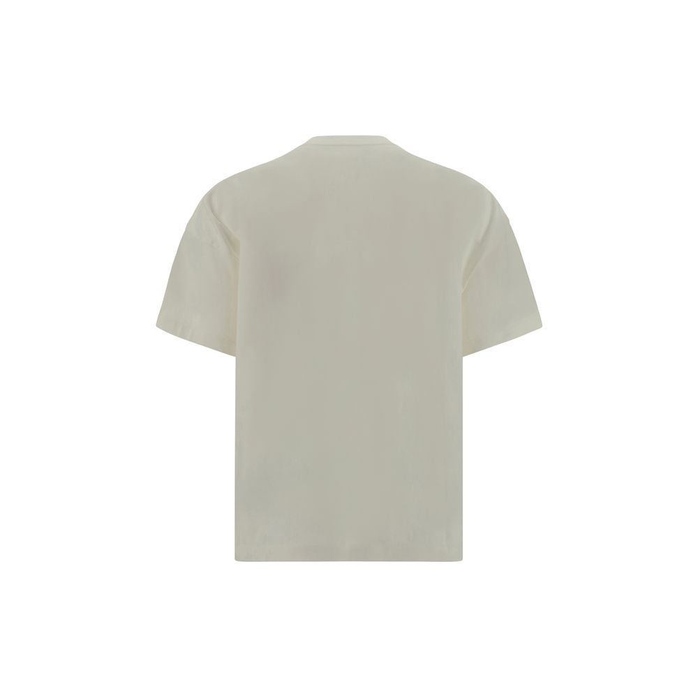 Back view of Jil Sander White Cotton T-Shirt with ribbed crew neck and iconic monogram, featuring a minimalist design for AW25 season.