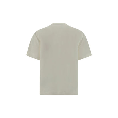 Back view of Jil Sander White Cotton T-Shirt with ribbed crew neck and iconic monogram, featuring a minimalist design for AW25 season.