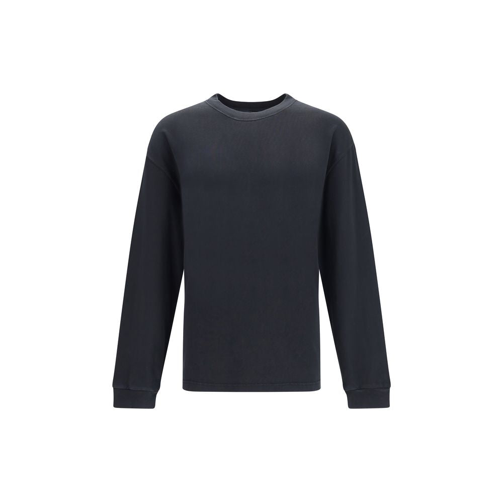 Dolce & Gabbana Black Cotton Sweatshirt with long sleeves and crew neck, featuring ribbed neckline, cuffs, and hem for a refined look.