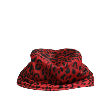 Dolce & Gabbana Red Black Nylon Leopard Print Bucket Men Cap Hat