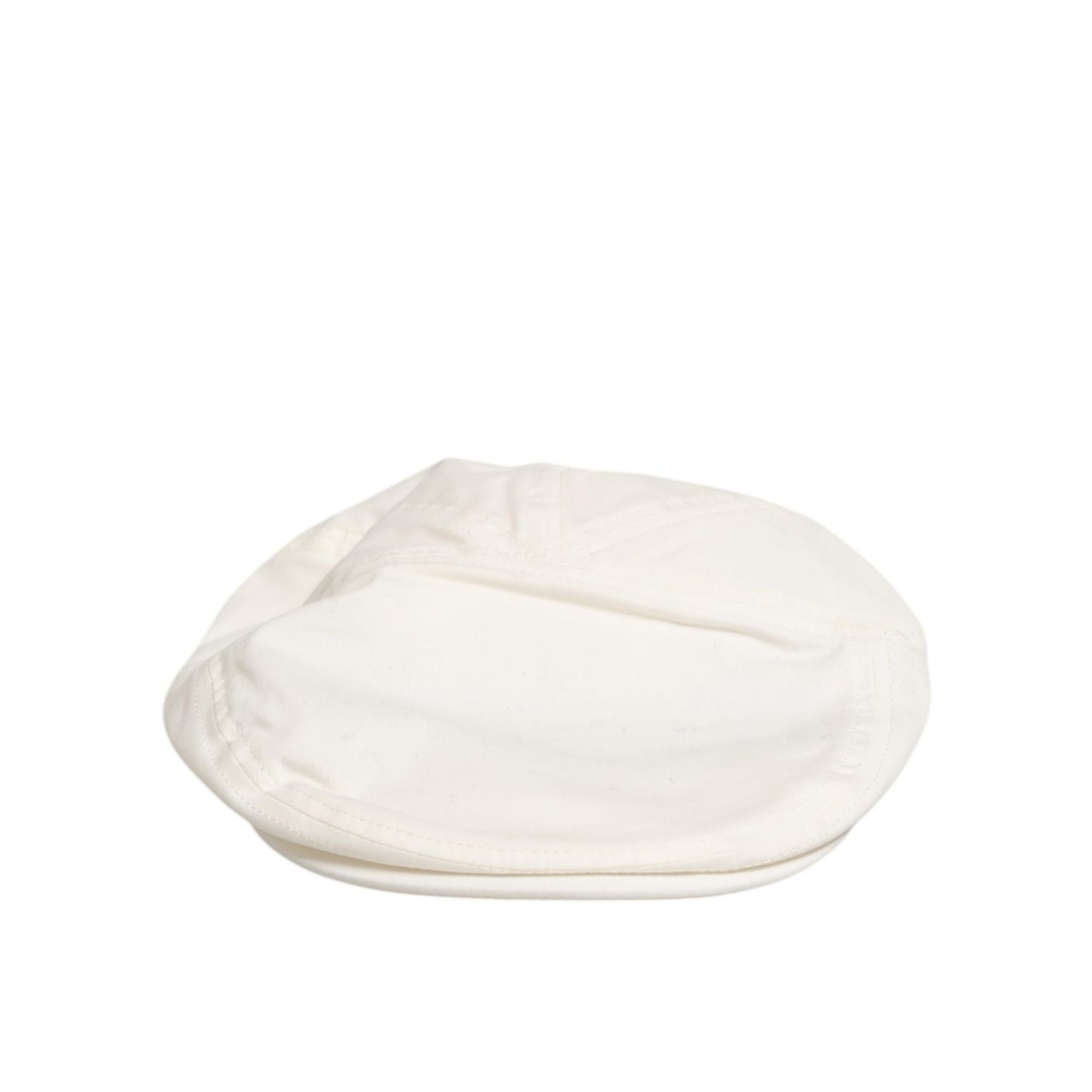 Dolce & Gabbana White Cotton Blend Leather Trim Flat Men Cap Hat