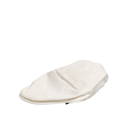 Dolce & Gabbana White Cotton Blend Leather Trim Flat Men Cap Hat