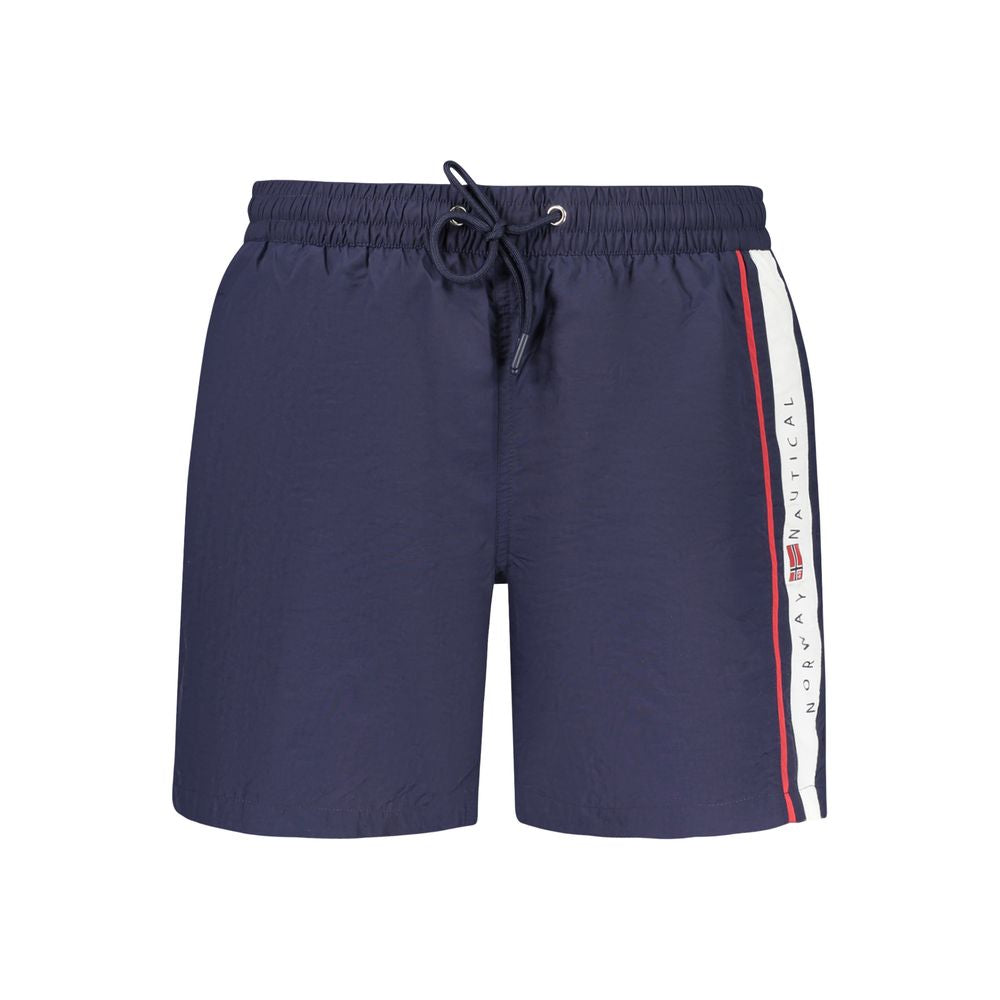 Norway 1963 Blue Polyamide Swimwear with elastic waist, laces, contrasting details, and logo print.