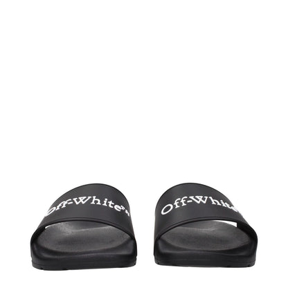 Off-White Black Cotton Slippers with front logo in black rubber, MPN OMIU002MAT0011001, code F84958, stylish footwear by Off-White