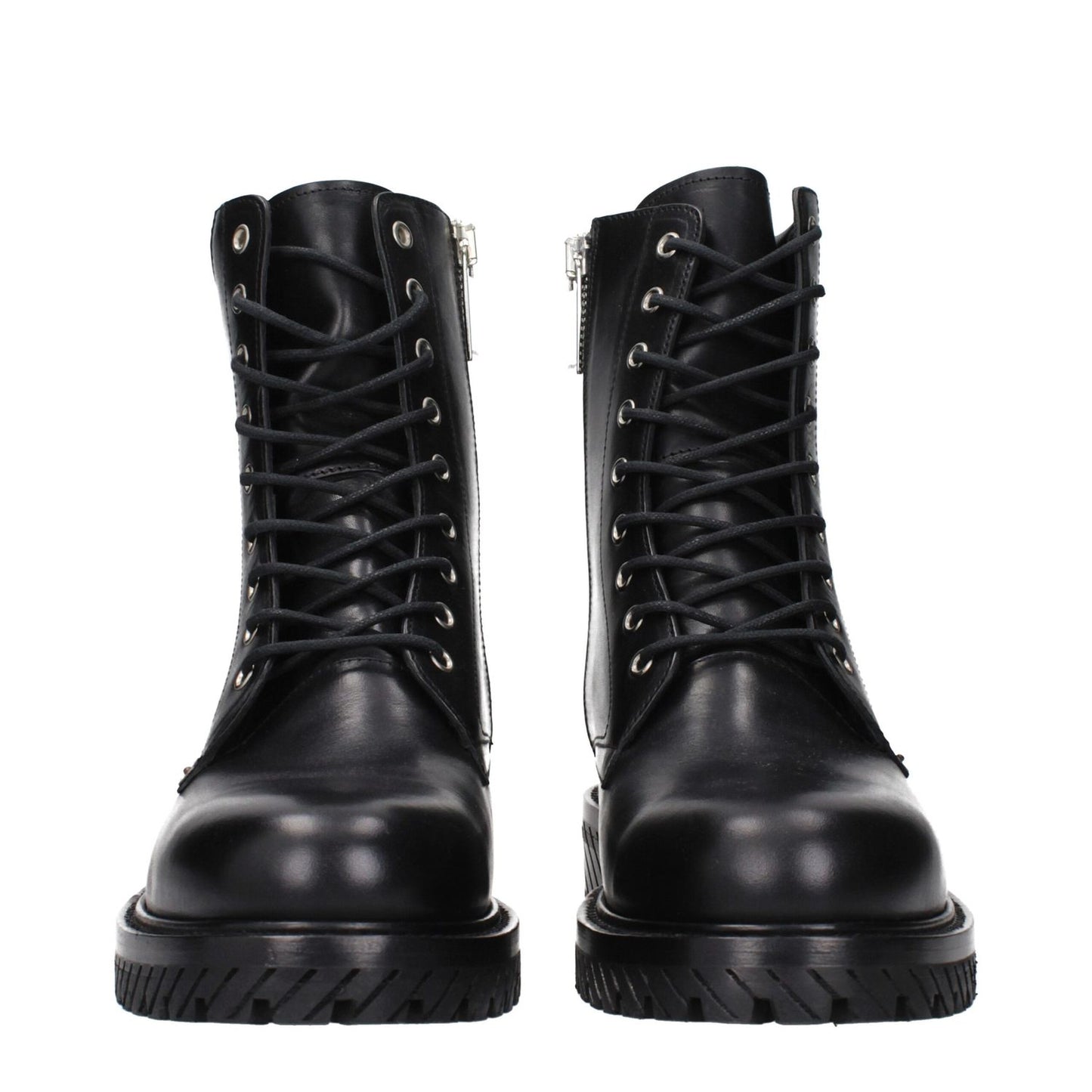 Off-White Black Leather Ankle Boots