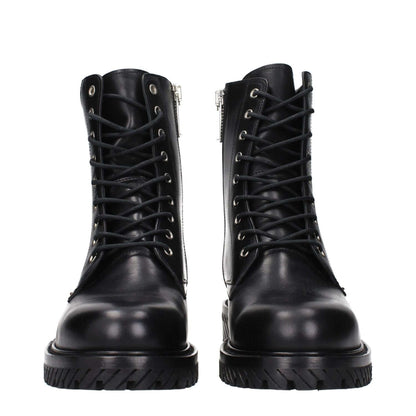 Off-White Black Leather Ankle Boots