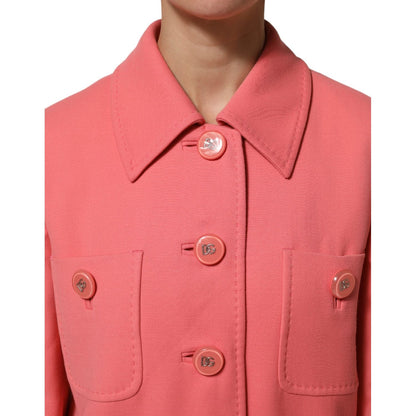 Dolce & Gabbana Pink Buttoned Down Trench Coat Jacket