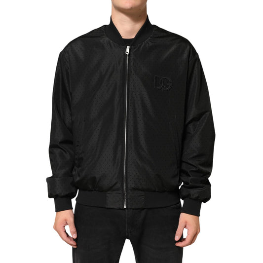 Dolce & Gabbana Black Acetate Full Zip Bomber Men Jacket