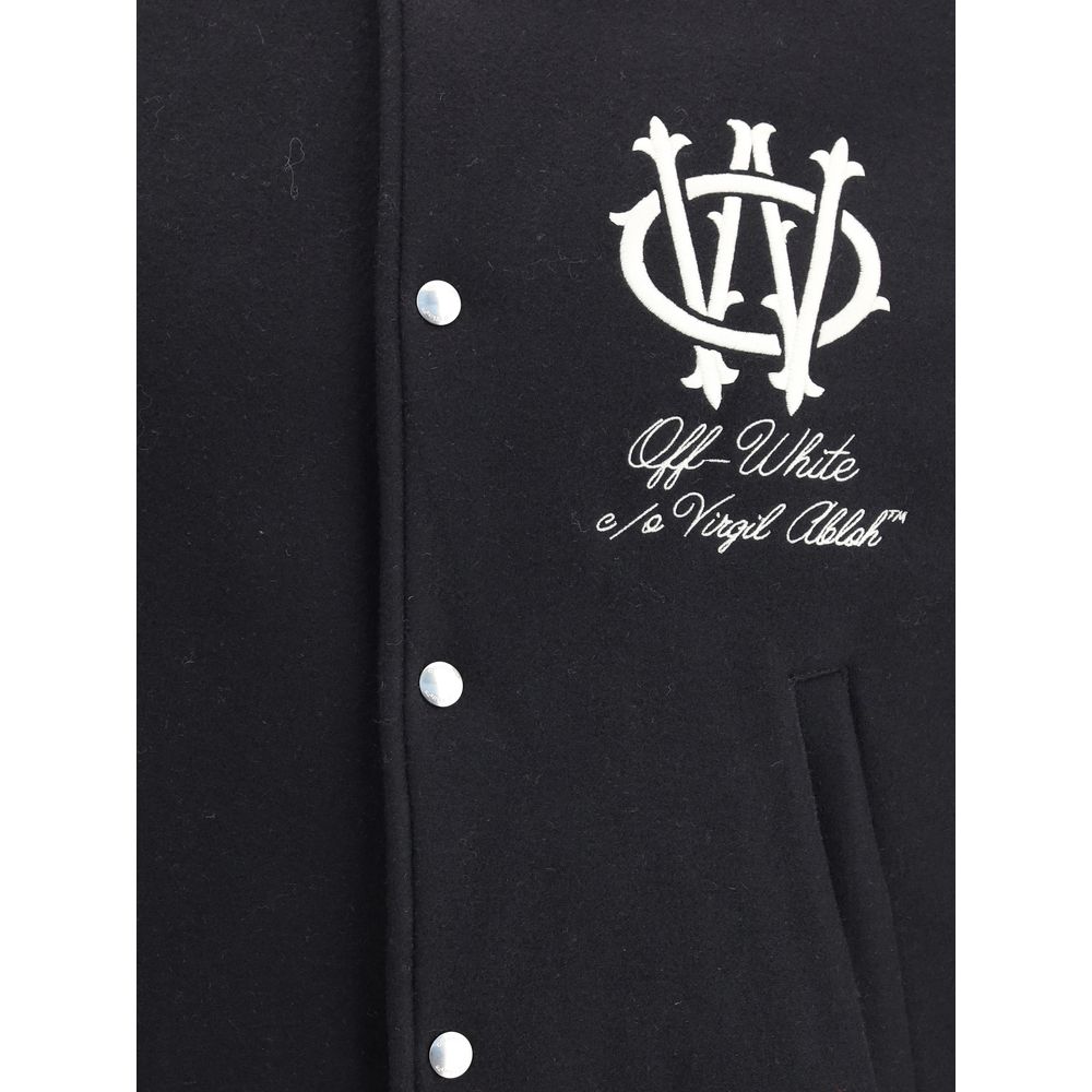 Off-White Black Fleece Wool Jackets And Coat