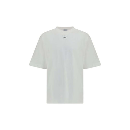 Alt Tag: Off-White White Cotton T-Shirt with "OFF" logo, ribbed crew neck, and Arrow graphic; 100% cotton, regular fit, clean silhouette.