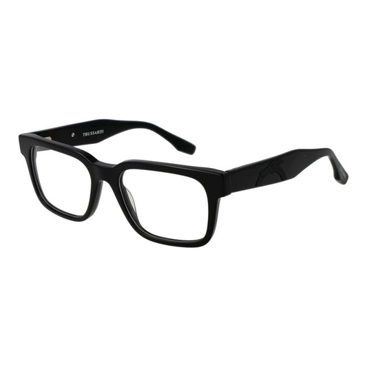 Trussardi Black Acetate Glasses (Frames) - Full-rim rectangular unisex eyewear with branded case. Black acetate frame and demo lenses.